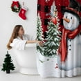 thumbnail image 5 of Christmas Snowman Bathroom Shower Curtain Tree Winter Bird Berry Red Black Plaid Waterproof Washable Shower Curtains for Bathtub Bath Decor with Grommets and Hook 54 X 78 Inch, 5 of 8
