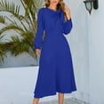 thumbnail image 2 of ShomPort Women's Long Sleeve Maxi Dresses Casual Crewneck Solid Color Flowy Long Dress with Pocket, 2 of 9