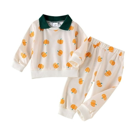 

Baby Girl Outfits Long Sleeve Pumpkin Prints Tops T Shirt Pullover Pants Skin Friendly Sports Toddler Girl Clothes
