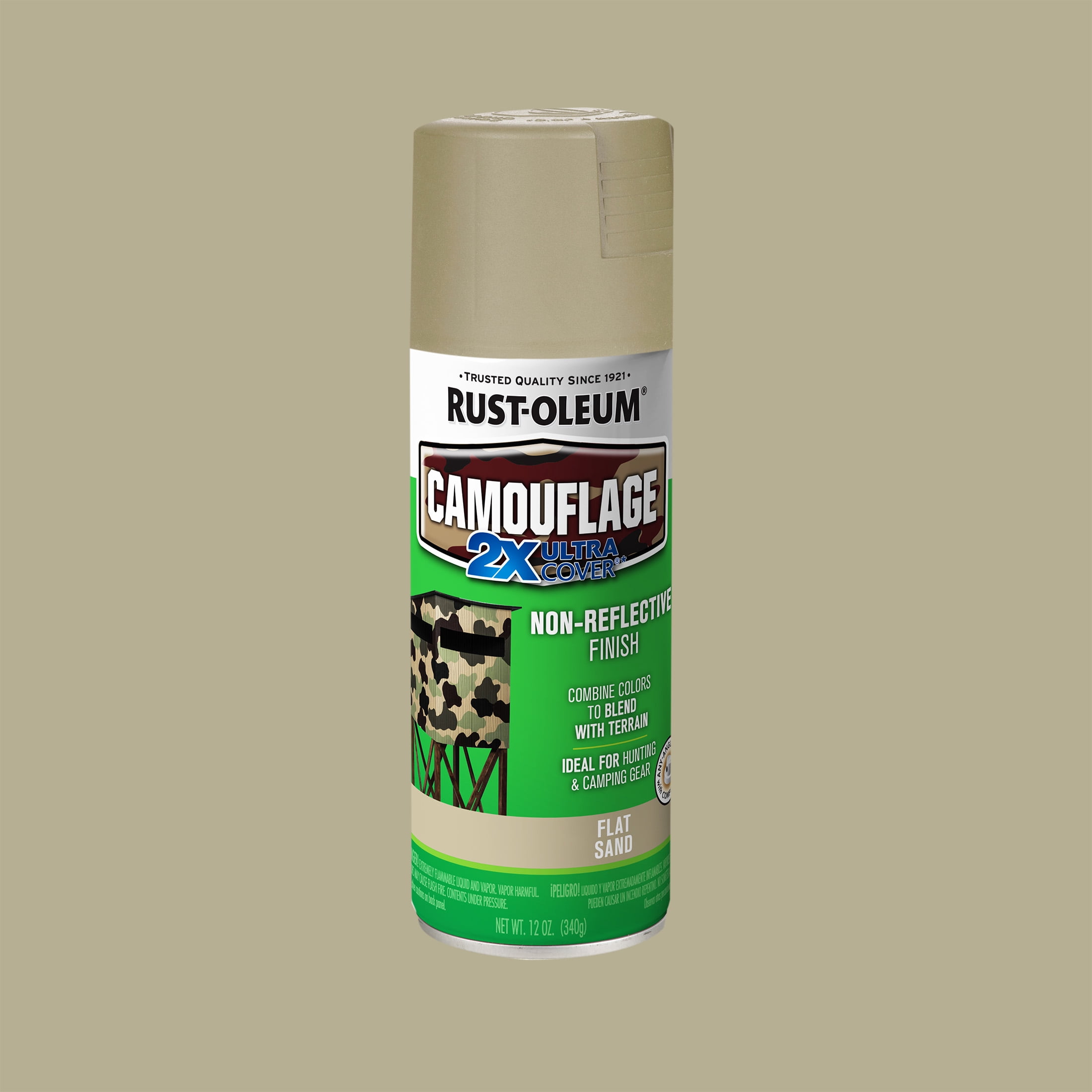 (2 pack) Sand, Rust-Oleum Camouflage 2X Ultra Cover Flat Spray Paint-339004, 12 oz
