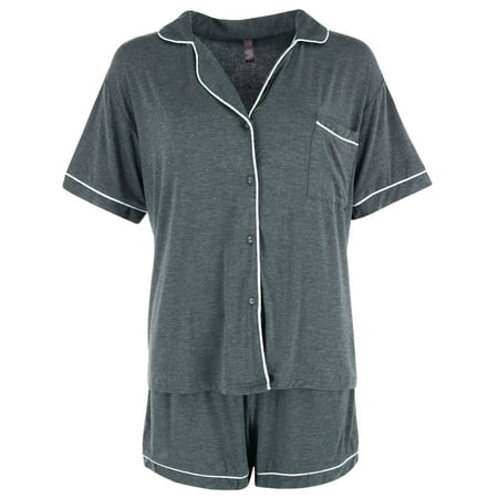 

Bewicked Notch Color Short Pajama Set with Trim (Women s Plus)