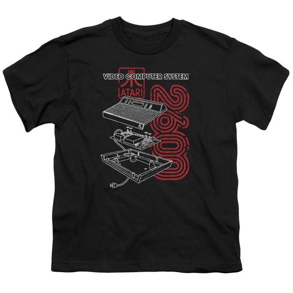 Trevco ATRI105-YT-4 Atari 2600-S by S Youth Short Sleeve Shirt, Black - Extra Large