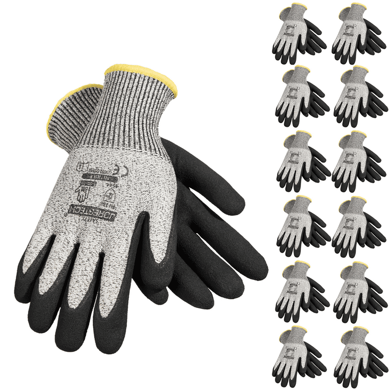 JORESTECH Palm Dipped Nitrile Coated Seamless Knit Work Gloves PPE Hand Protection. 12 Pack (S-GD-03)