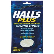 Warner Lambert Halls Plus Menthol-Cough Suppressant/Oral Anesthetic Drops, 25 ea