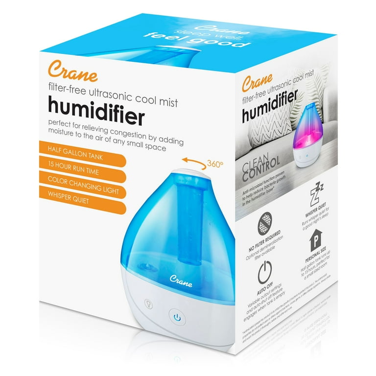 Crane Personal Ultrasonic Cool Mist Humidifier, 0.4 Gallon