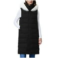 thumbnail image 5 of Roncen Women's Winter Long Padded Vest - Hooded Stand Collar Sleeveless Outerwear - Casual Quilted Coat with Front Pockets, 5 of 8