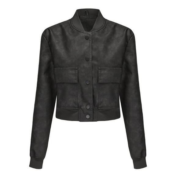 Inleife Short Jackets for Solid Color Buttons Casual Pockets Tops Womens Long Sleeve Hoodless Jacket Coats