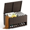 thumbnail image 1 of Costway 48 Gallon Deck Box with Shoe Rack Waterproof Liner Lid Outdoor Storage Box, 1 of 10