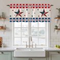 thumbnail image 2 of 4th of July Country Star Tier Curtains,Independence Day Patriotic Red Blue Plaid Light Filtering Kitchen Curtains,2Pcs Rod Pocket Half Window Treatments Panels for Sink Cafe Cabinet Camper 27.5x36In, 2 of 9
