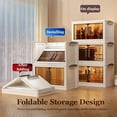 thumbnail image 3 of 5-Tier Stackable Storage Cabinet with Doors and Wheels, Storage Bins with Lids, Collapsible Plastic Storage Cabinet Foldable Closet Organizer, 3 of 8