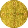 thumbnail image 1 of Ahgly Company Indoor Round Oriental Yellow Traditional Area Rugs, 5' Round, 1 of 4