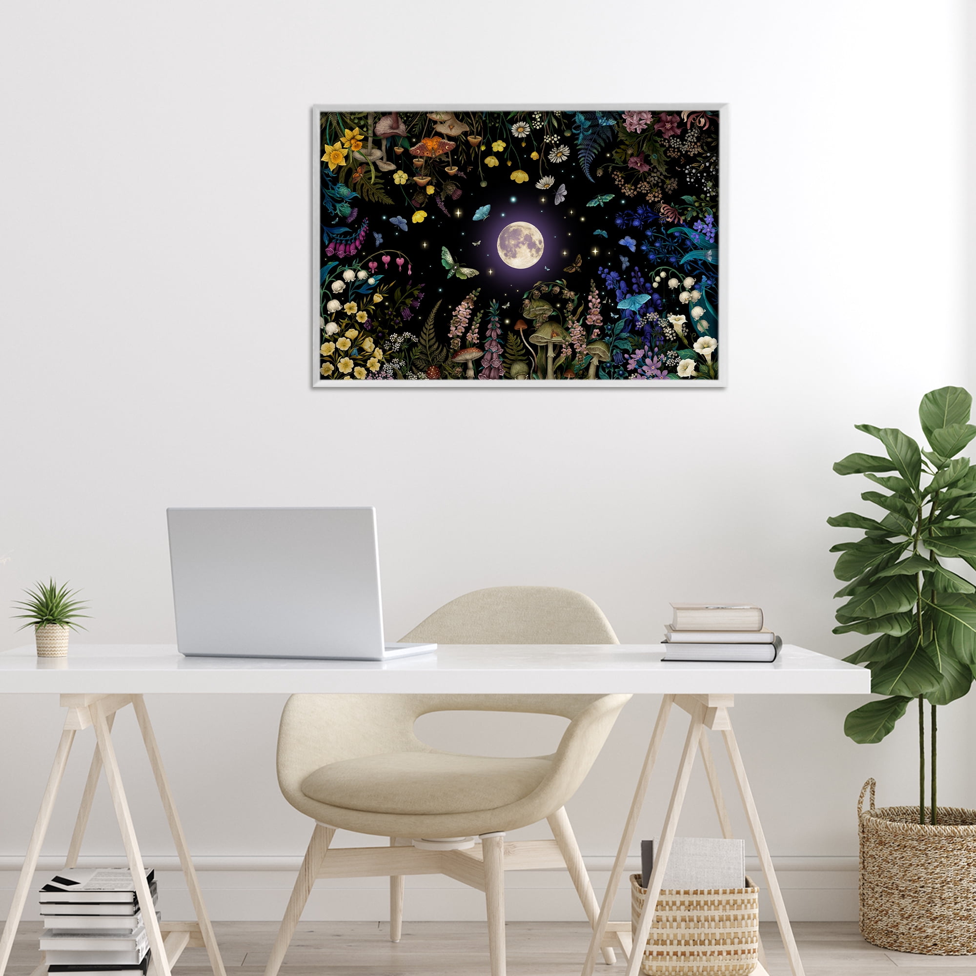 Stupell Industries Night Garden with Moth White Framed Giclee Art, design by Episodic Drawings