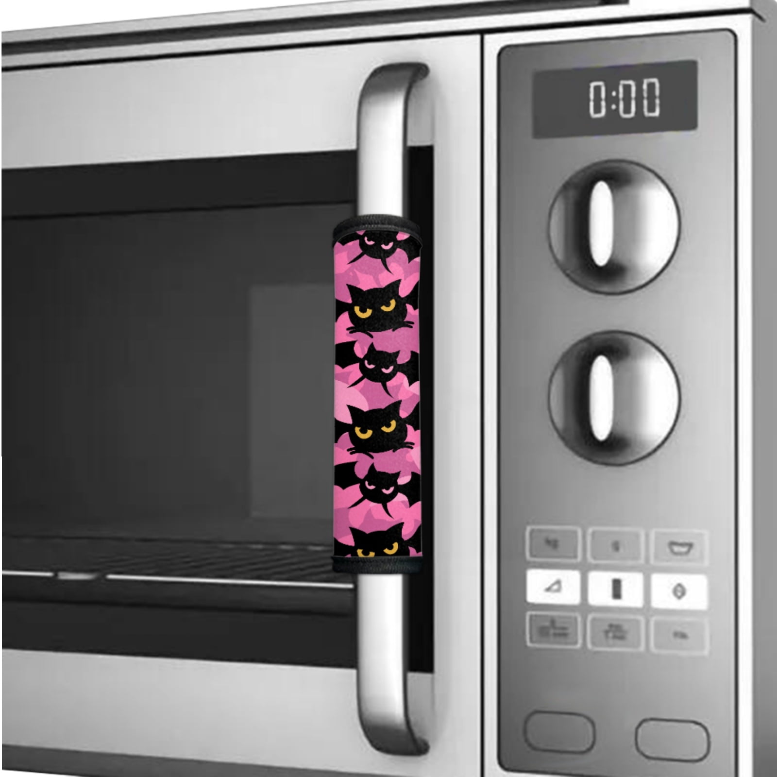 Xoenoiee 6 PCS Refrigerator Door Handle Covers Protective Electrical Kitchen Appliances Gloves Sturdy with Hook and Loop Fastener Handle Gloves for Fridge Microwave Oven, Bat Pink Halloween