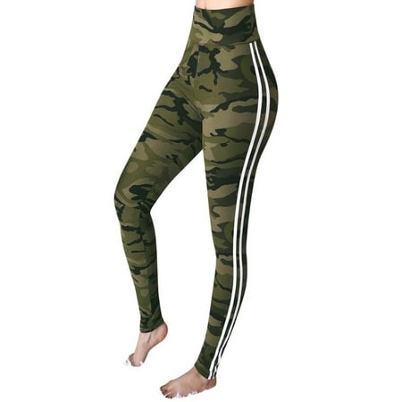 - Mosunx Womens Mid Waist Camouflage Striped Trousers Ladies Casual Drawstring Pants