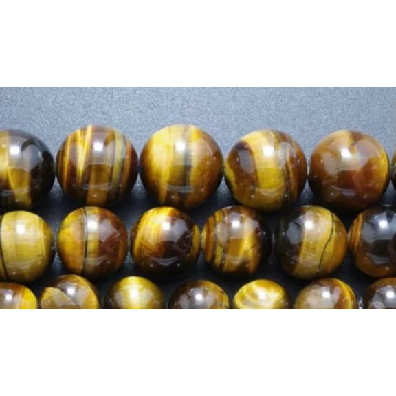 K-KED Natural 4mm-20mm Yellow Tiger's Eye Gemstone Round Loose Beads 15'' Strand-10mm