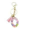 thumbnail image 2 of Hariumiu Colorful Acrylic Initial Keychain with Pink Tassels Decor Letter Cup Pendant Keyring Water Bottle Decoration Birthday Gift, 2 of 8