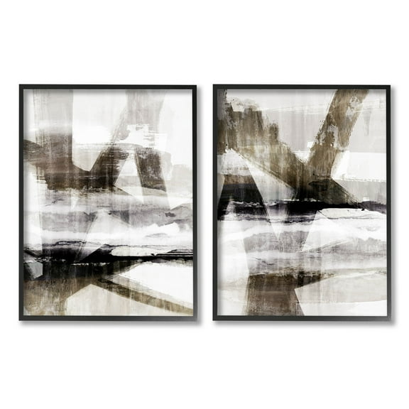 Stupell Industries Abstract Composition Urban Complex Graphic Art Black Framed Art Print Wall Art, Set of 2, Design by Nina Blue