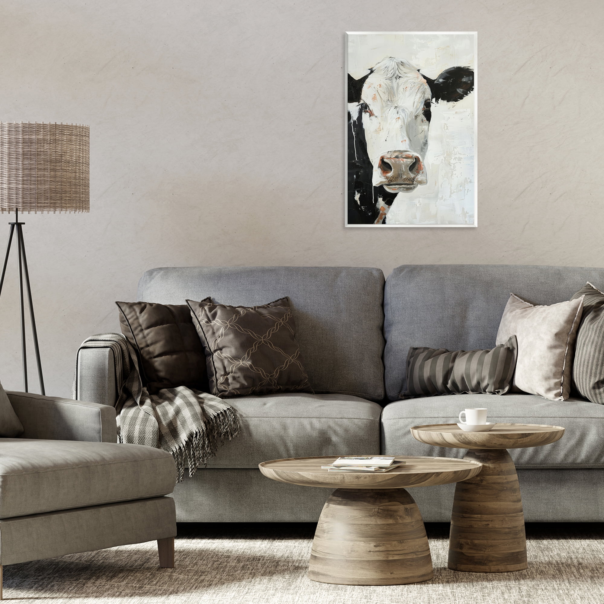 Stupell Industries Up Close Cow Animals & Insects Painting Unframed Art Print Wall Art, 13 x 19