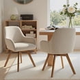 thumbnail image 3 of WOOW DEPOT Swivel Dining Chairs Set of 2, Upholstered Linen Fabric w/ High-Back & Arm & Rubberwood Legs, Modern Side Chairs for Kitchen Living Room Office, Sand, 3 of 12
