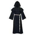 thumbnail image 1 of SXcggal Men's Hooded Cloak Robe Solid Color Priest Monk Clothes Outfit Versatile Casual Unique Clothes, 1 of 4