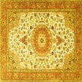 thumbnail image 1 of Ahgly Company Machine Washable Indoor Square Medallion Yellow Traditional Area Rugs, 7' Square, 1 of 4