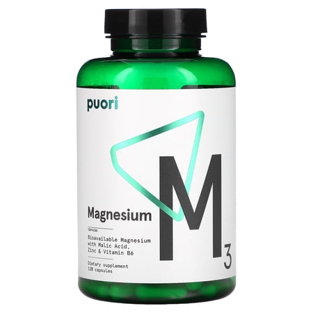 Puori - M3 Bioavailable Magnesium with Malic Acid  Zinc & Vitamin B6 - 120 Capsules