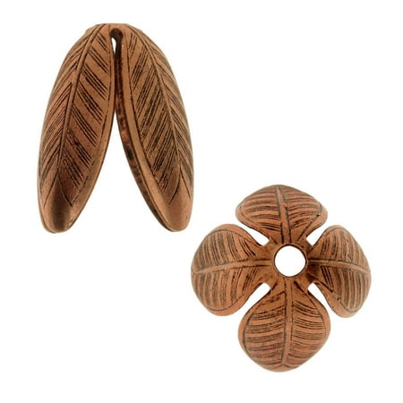 - Nunn Design Bead Caps, Grande Leaf 14mm, 2 Pieces, Antiqued Copper