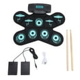 thumbnail image 2 of Juego De Almohadillas De Batería Eléctrica Electrónica Para Niños, 9 Almohadillas Enrolladas, Herramienta De Práctica Con Palos, Conector Para Auriculares, Pedales De Altavoz, 2 of 7