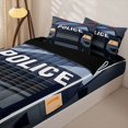 thumbnail image 3 of Manfei Police Car Zipper Twin Comforter Sets with Fitted Sheet and 2 Pillowcases,Boys Friendly Theme Zipper Bedding Set,Gray,Black Reversible,4pcs, 3 of 8
