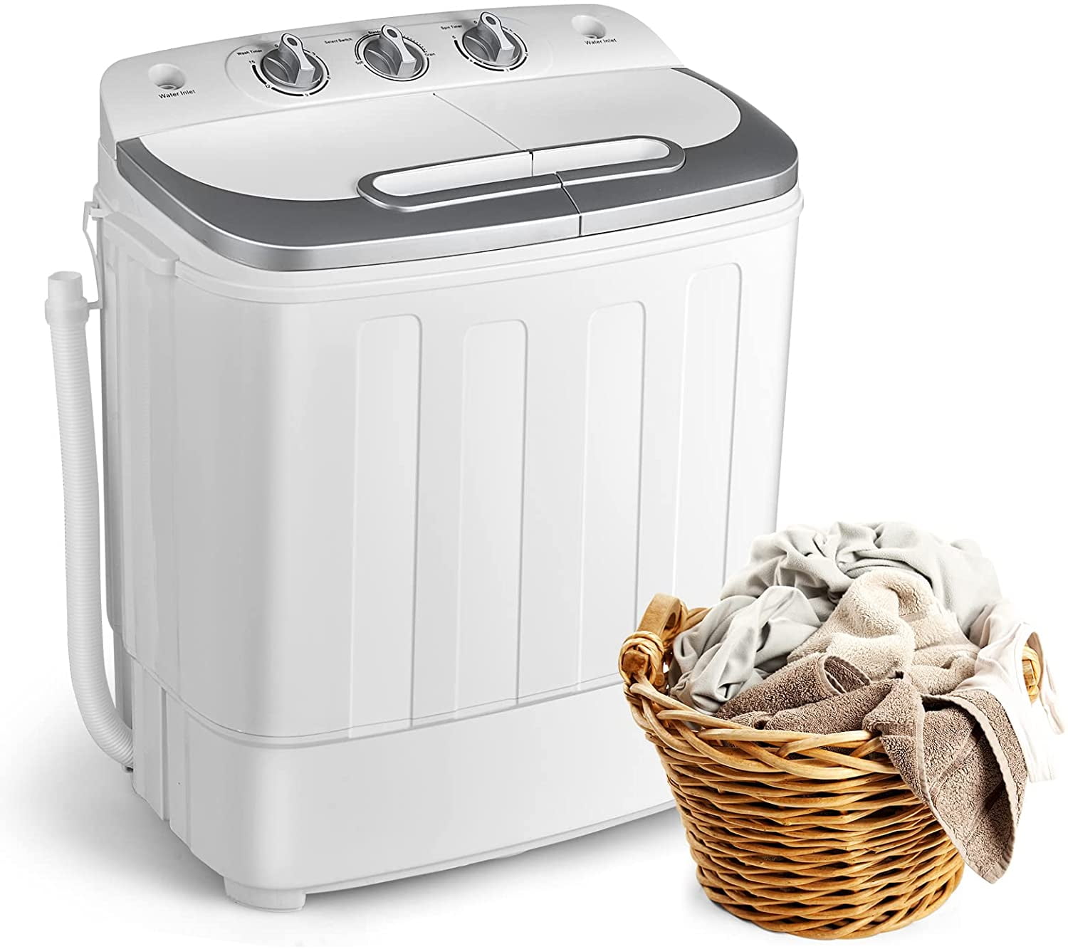 Portable Mini Washer 13lb Portable Washer Compact Twin Tub Machine Spinning  and Washing Combo 6.57 FT Inlet Gravity Drain Hose for Laundry, Dorms