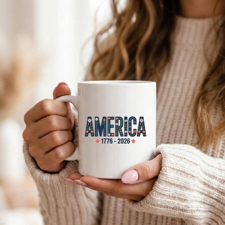 AmeriC1A 1776 2026 Mug - Floral USA 250 Annrsary Coffee CupFeminine Patriotic Gift, CottagE1core AmeriC1Ana Drinkware, Independence Day Mug