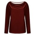 thumbnail image 5 of Cowl Neck Tops for Women, Yigetop Women's Long Sleeved Fashion Printed Tops Piled Collar T Shirt Women's Shirt Womens Work Tops Brick Red M, 5 of 6