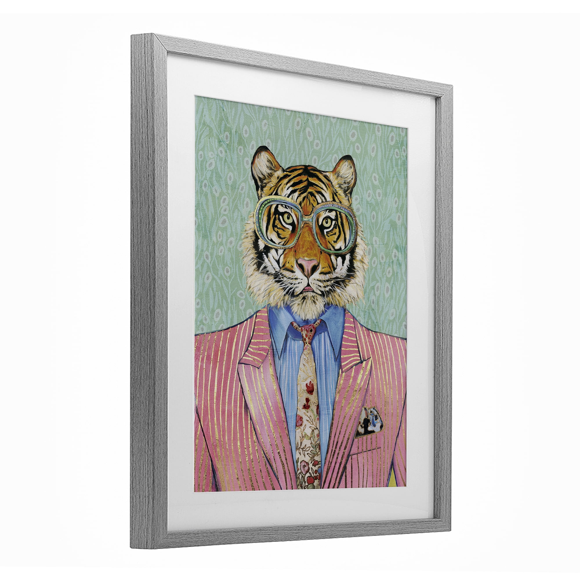 Stupell Industries Sharp Tiger Outfit Gray Framed Print Under Glass, design by Svetlana Aleynikova