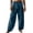 Dark Blue, variant on DeHolifer Men's Pants Solid Color Cotton Linen Wide Leg Elastic Waisted Casual Loose Baggy Pocket Pants Black L
