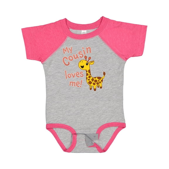 Inktastic My Cousin Loves Me Cute Giraffe Boys or Girls Baby Bodysuit