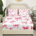 thumbnail image 4 of Kawaii Bowknot Girls Bedding Set Dreamy Princess Style Bed Sheets King For Kids Teen Women,Girly Cute Bow Sheet Set Pink Bow Tie Bed Sheet Set 4 Piece Bedroom Decor, 4 of 6