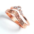 thumbnail image 3 of EOEMY 2Pcs/Set Women Alloy Ring Diamond Crystal V-Shaped Crown Wreath Flower Size 6-10-Rose Gold-7, 3 of 8