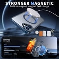 thumbnail image 2 of ELEHOLD For iPhone 16 Plus 6.7Inch Slim Shockproof Magnetic Phone Case, Horizontal & Vertical Kickstand Rugged Cover, MagSafe Compatibe, with Metal Lens Ring, Blue, 2 of 6