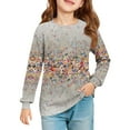 thumbnail image 2 of Drmagiyhm Girl's T-Shirts Size 10-12 Casual Crewneck Floral Print Shirts Trendy Basic Long Sleeve T-Shirts Girl Comfy Tops 4-5 Years Gray, 2 of 5