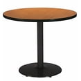 thumbnail image 2 of KFI Table Piédestal Ronde 36 Pouces avec Plateau en Chêne Moyen Base Noire Ronde, 2 of 3