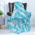 thumbnail image 4 of Leaf Soft Flannel Fleece Throw Blanket, Miami Tropical Aquatic Palm Leaves Exotic Colors Modern Summer Beach, Cozy Plush for Indoor and Outdoor Use, 50" x 70", Turquoise Aqua Blue, by Ambesonne, 4 of 5