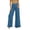 #0162-Blue, variant on Womens Wide Leg Jeans High Waist Button Fly Ruffle Hem Denim Pants Plain Womens Pants Loose Fit Casual Wear Breathable Womens Bottoms