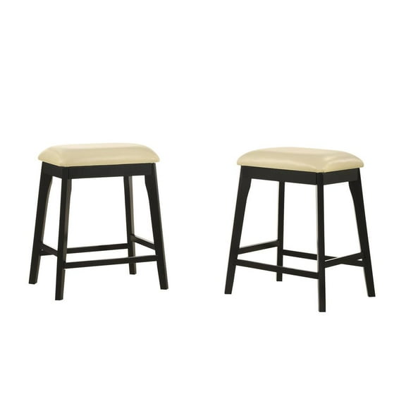 Carolina Living Mirabelle 25" Upholstered Counter Stool - Set of 2 - Cream/Espresso