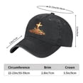 thumbnail image 3 of Vintage Cotton Washed Distressed Baseball Cap - Black Dad Hat with Illuminated Golden Cross & Red Roses Design, 3 of 6