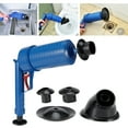 thumbnail image 2 of Riousery Powerful Toilet Plunger Manual Drain Cleaner Clog Remover Tool for Bathroom Kitchen Clogged Pipes Sinks Bathtubs Floor Drains Heavy Duty Dredge Pump Device Blue (11 inches / 28 cm), 2 of 9