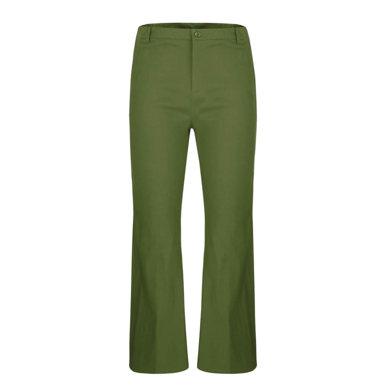 Wyobmus Men's Bell Bottom Pants Casual Solid Zipper Wrinkle Free