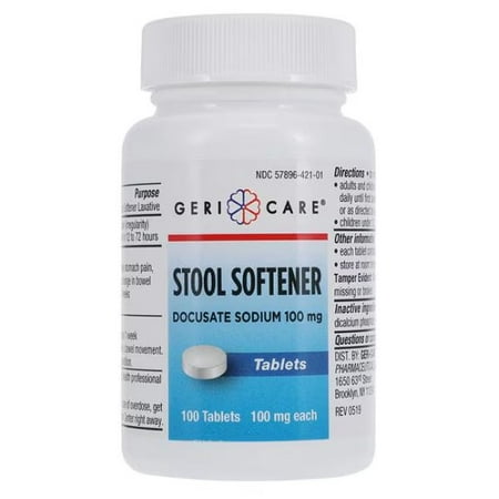 GeriCare Docusate Sodium Stool Softener, 100 mg, 100 Tablets Pack of 2