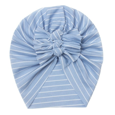 

Toddler Baby Boys Girls Hat Striped Ribbed Cap Beaniess Bowknot Elastics Turban Hat