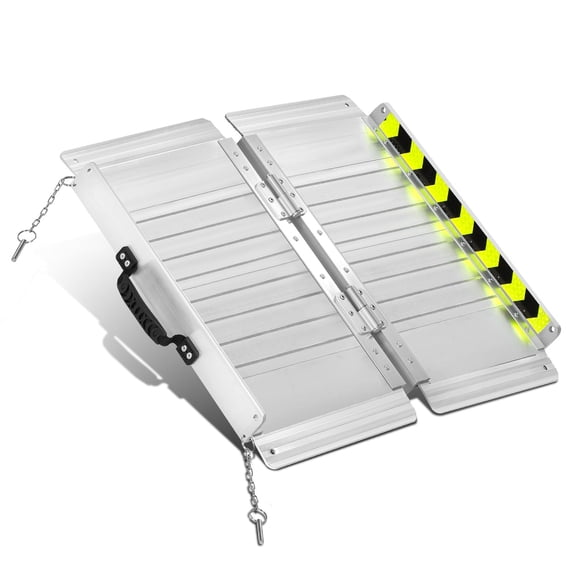 DNA Motoring 2Ft Portable Folding Aluminum Wheelchair Scooter Ramp for Home Steps Doorways, Silver