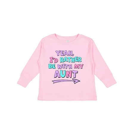 

Inktastic Yeah I d Rather be with My Aunt in Pink Blue and Purple Boys or Girls Long Sleeve Toddler T-Shirt